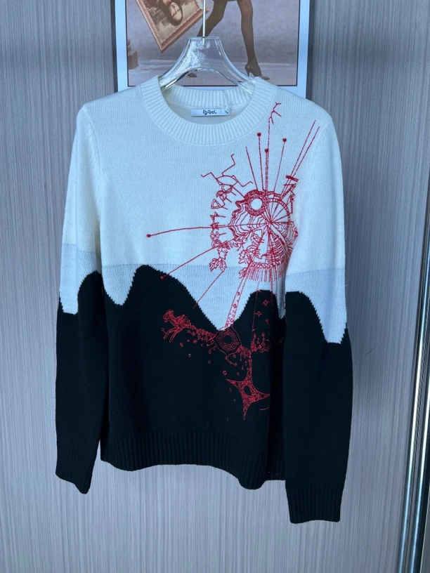 7987品牌撤柜女装FG时尚设计款刺绣毛衣