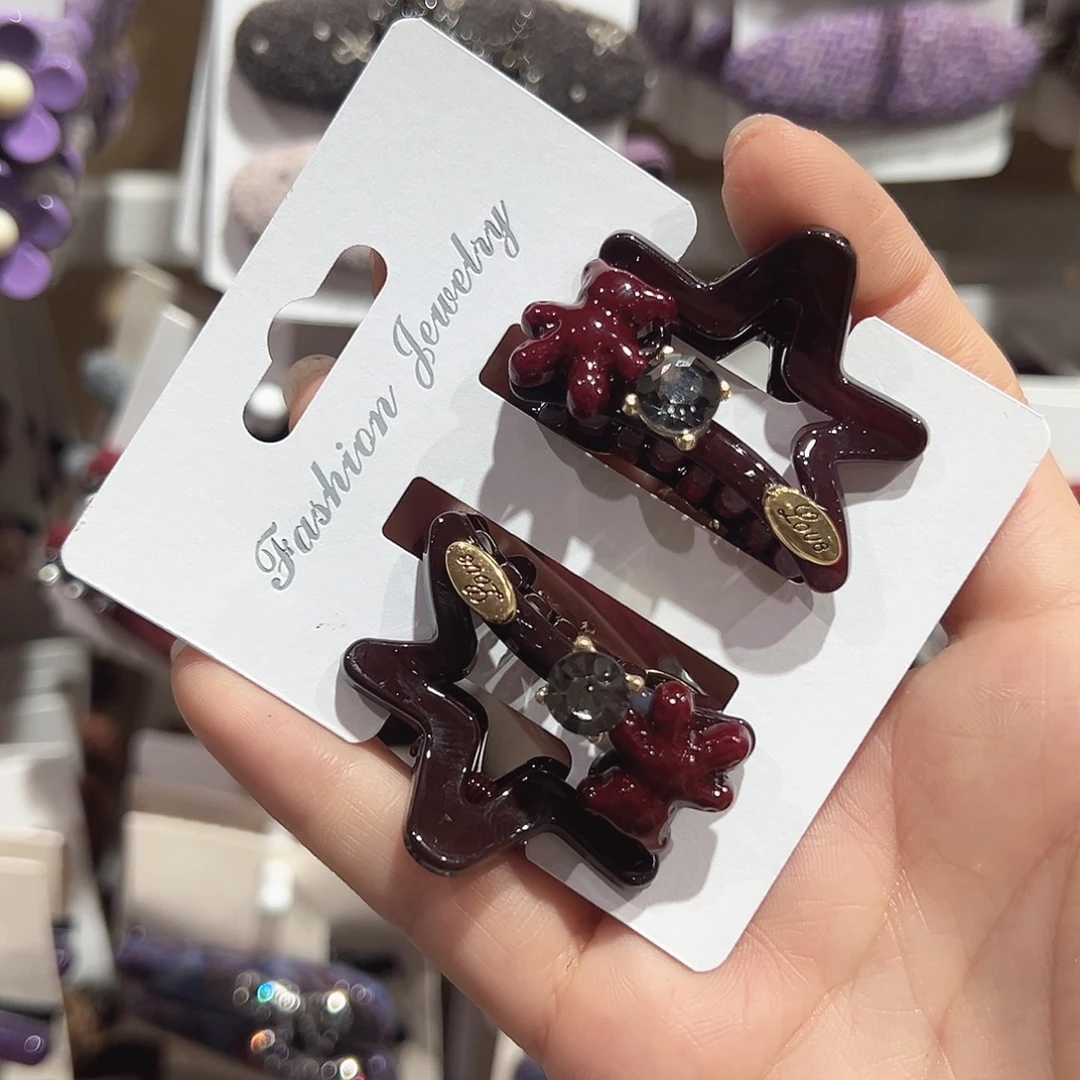 非金属红色小熊星星刘海抓