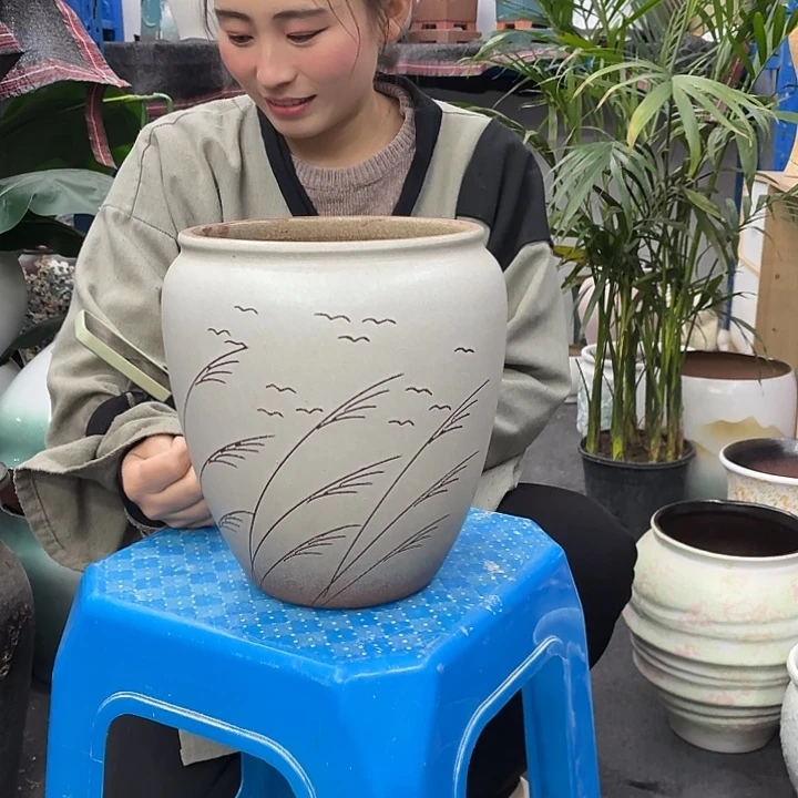 19×24 -粗陶花盆有孔-买买买