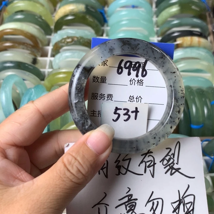 未镶嵌蛇纹石玉手镯6996