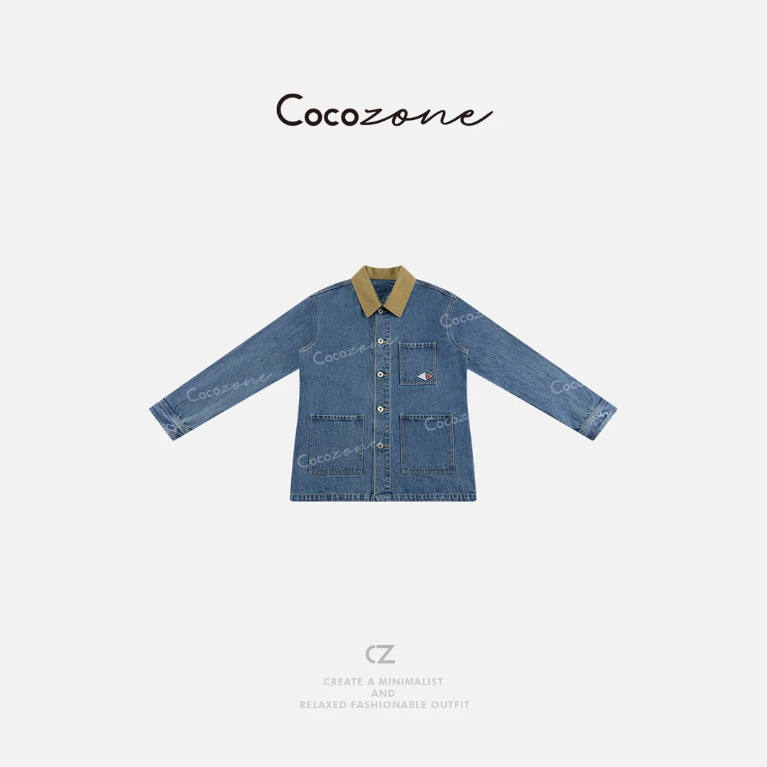 COCO ZONE 刘一一 早春新款100棉拼接翻领牛仔外套CD1A0048