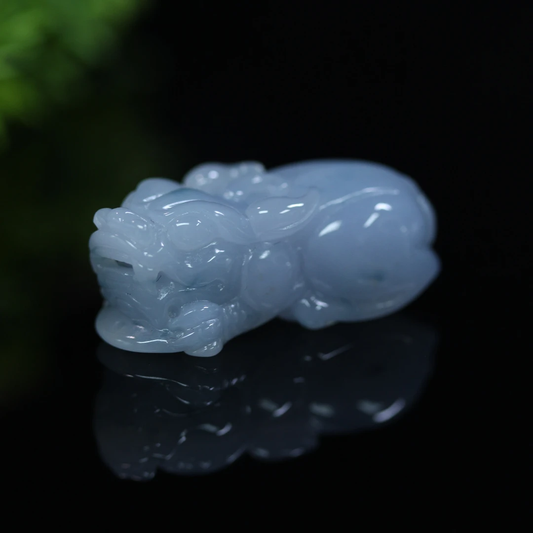 天然缅甸翡翠A货冰紫招财进宝貔貅吊坠/01018966/拍卖