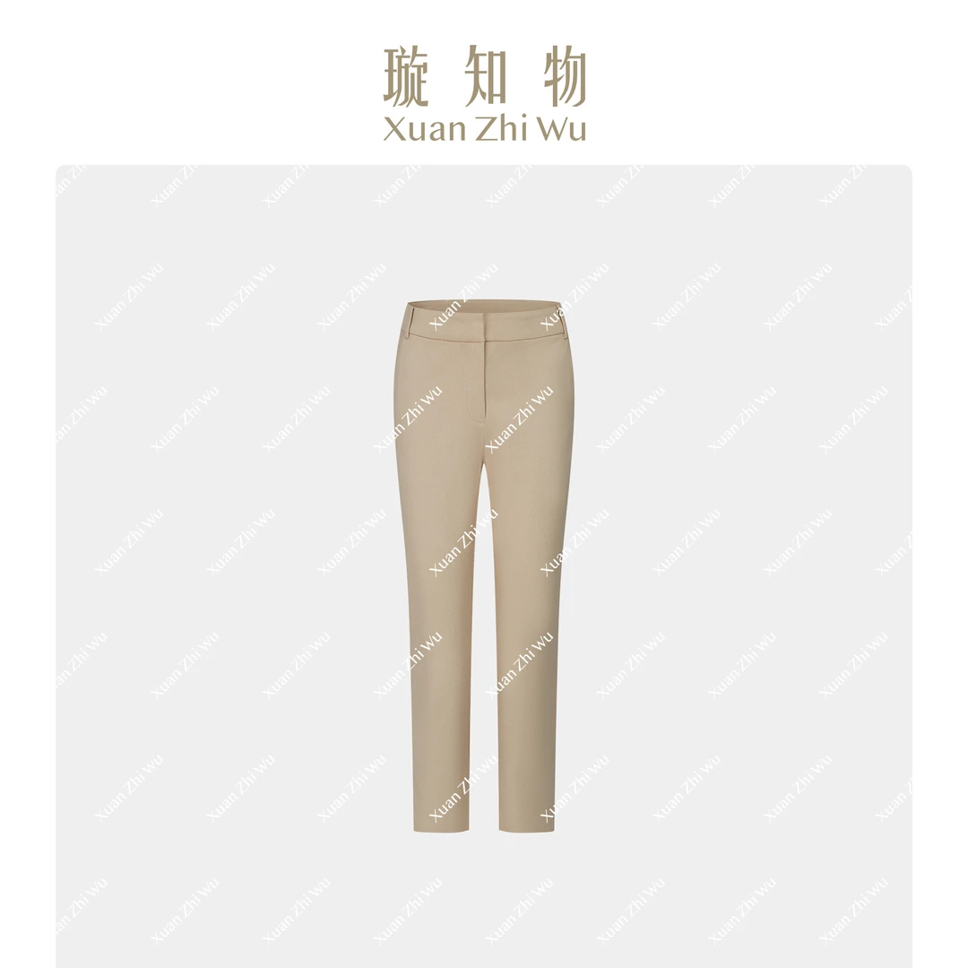米色旦丁裤（薄拉绒）长裤.女士气质款王璇原创设计