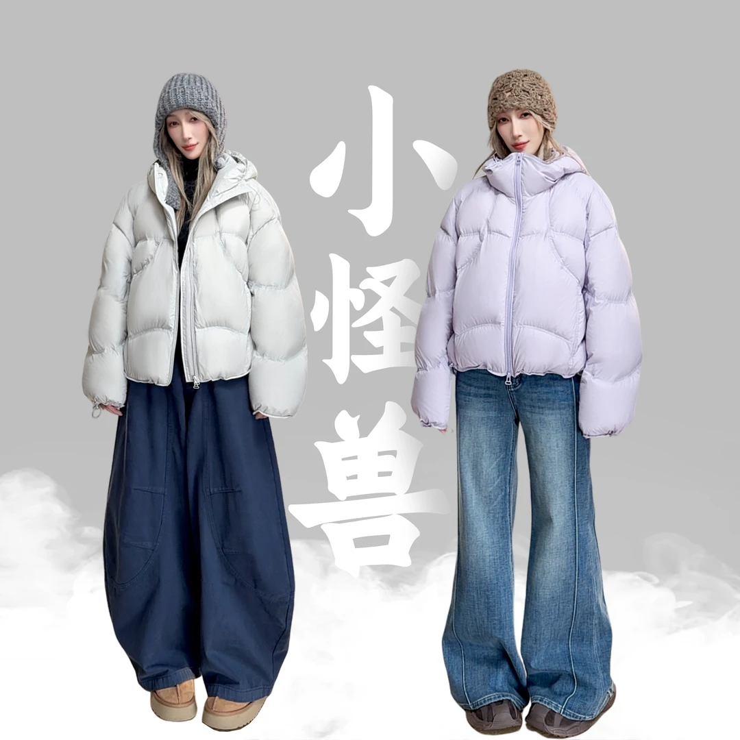 （小怪兽DonDong）三防安心绒可溯源新国标95白鸭绒加厚连帽羽绒服