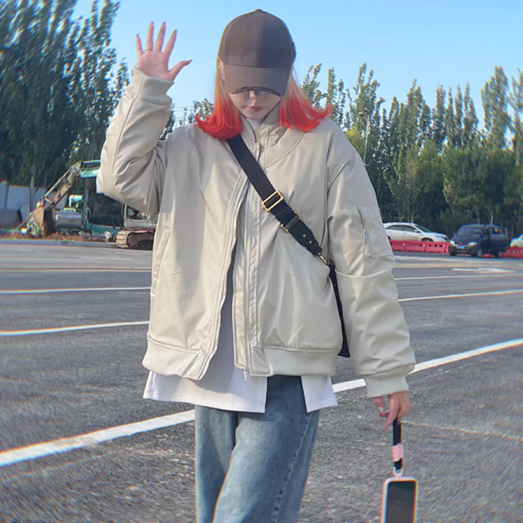 美式复古棒球服飞行员夹克女2025新款ovesize情侣春秋薄款外套潮