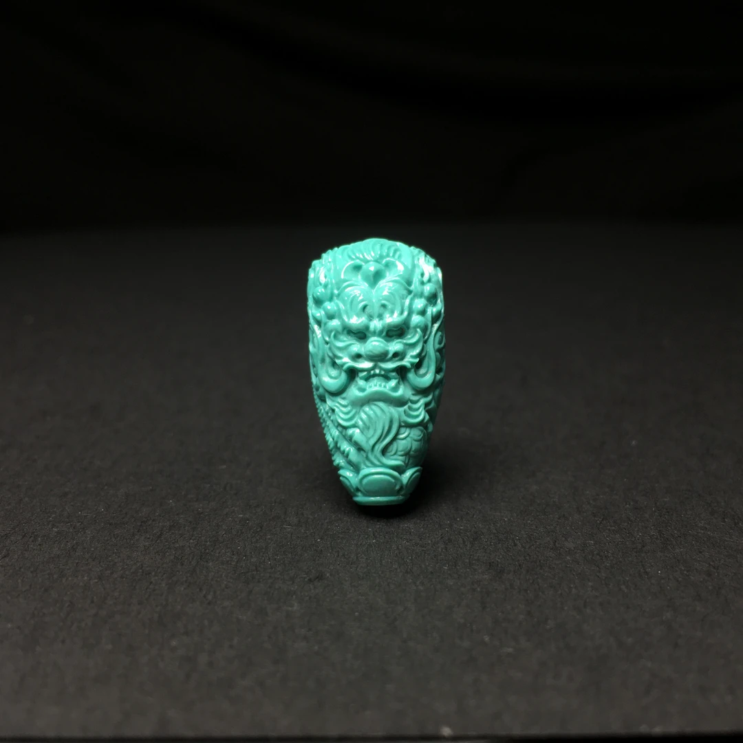 原矿绿松石龙三通雕刻龙珠龙桶珠佛头高瓷玉化料手串108念珠配饰