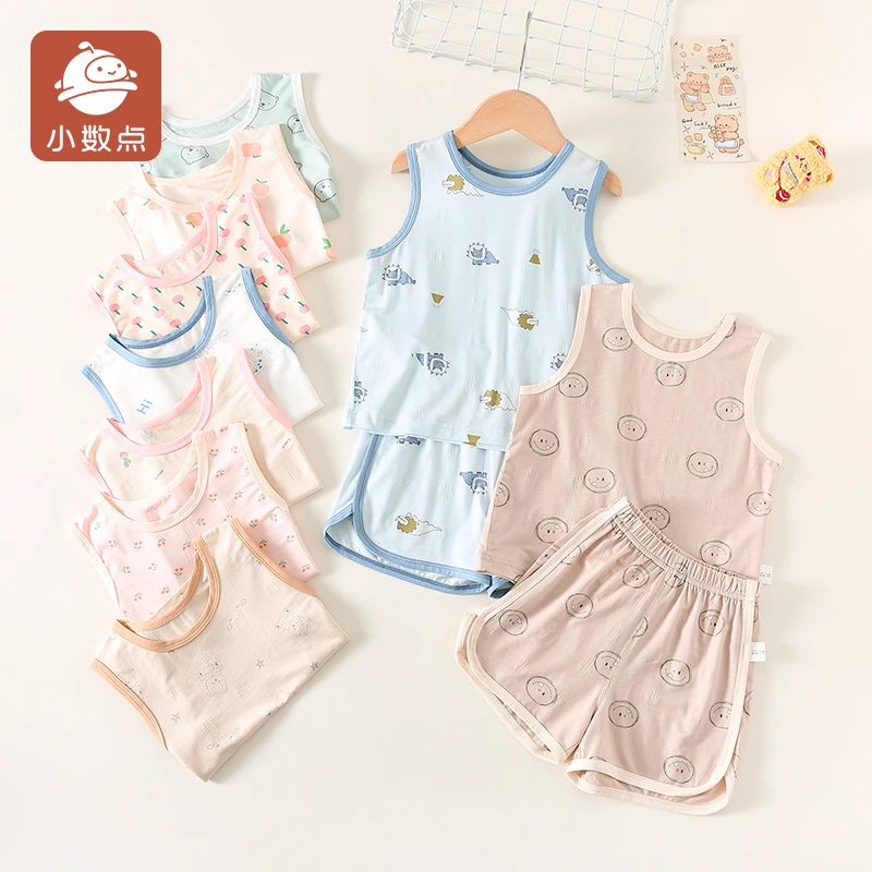 儿童背心套装夏新款男童无袖2件套婴幼儿短裤女宝宝家居服套
