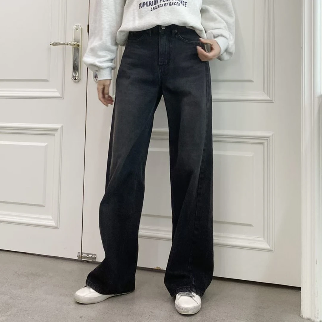 月花洞韩国新#2057阔腿牛仔裤时尚大气显瘦104cm