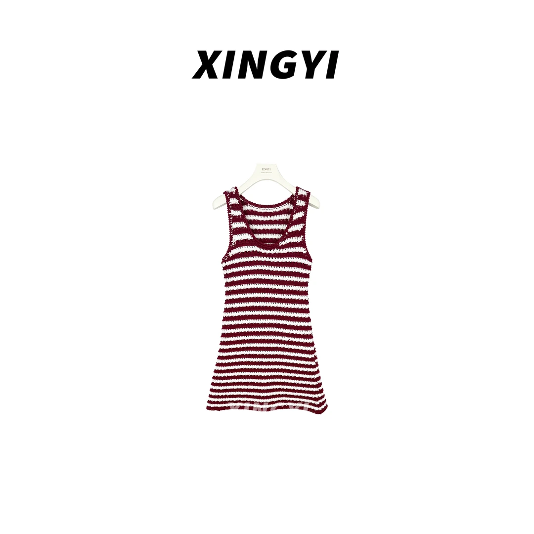 『XINGYI』复古撞色条纹针织背心连衣裙XY9459