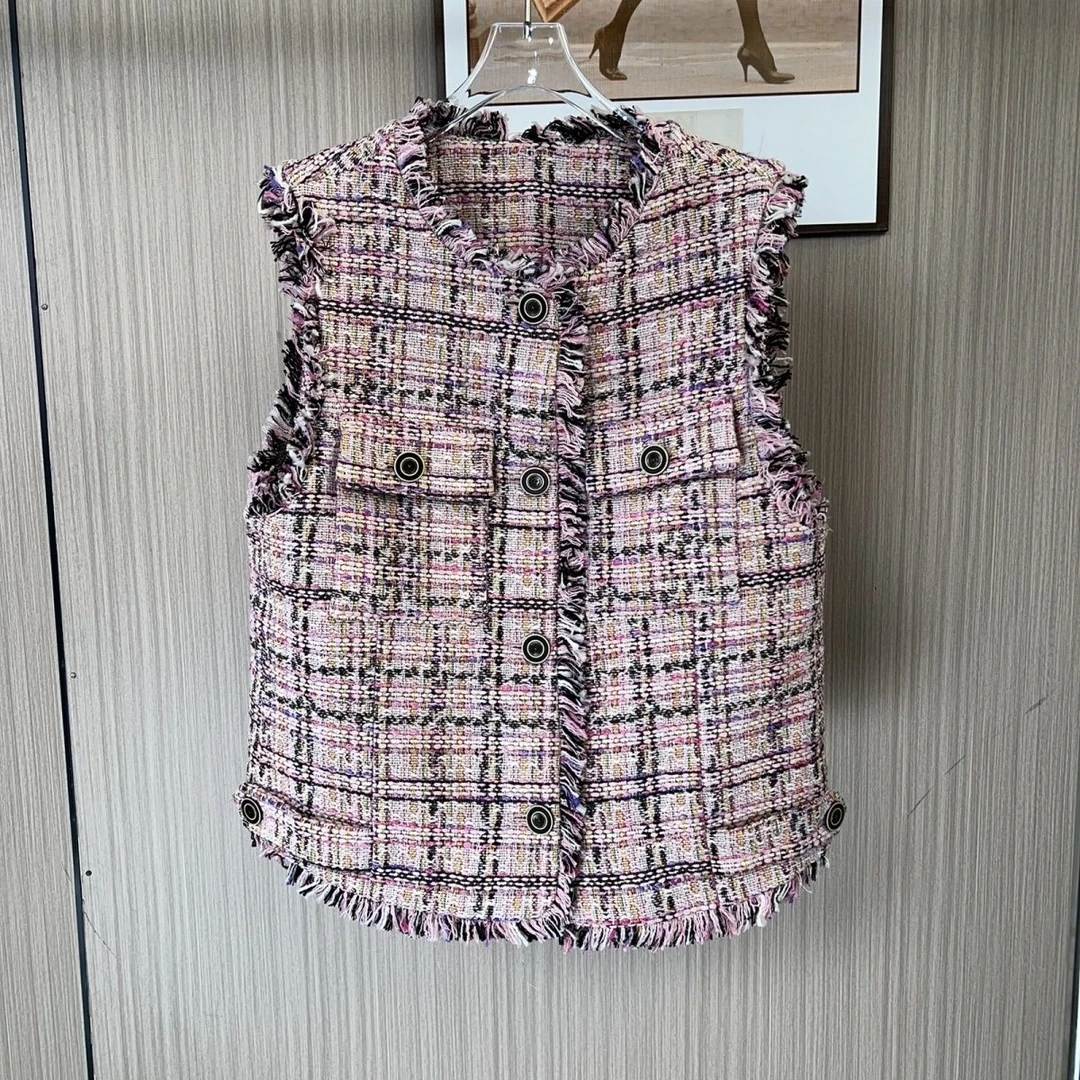 5522深圳南油货XXQ秋冬款编织彩色小香风马夹洋气外套女坎肩上衣