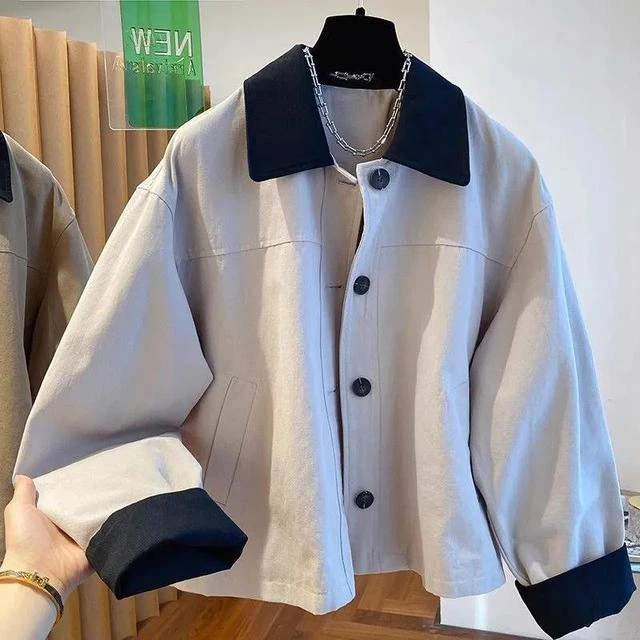 高级感翻领风衣外套女2025春季新款韩版宽松休闲百搭工装夹克上衣