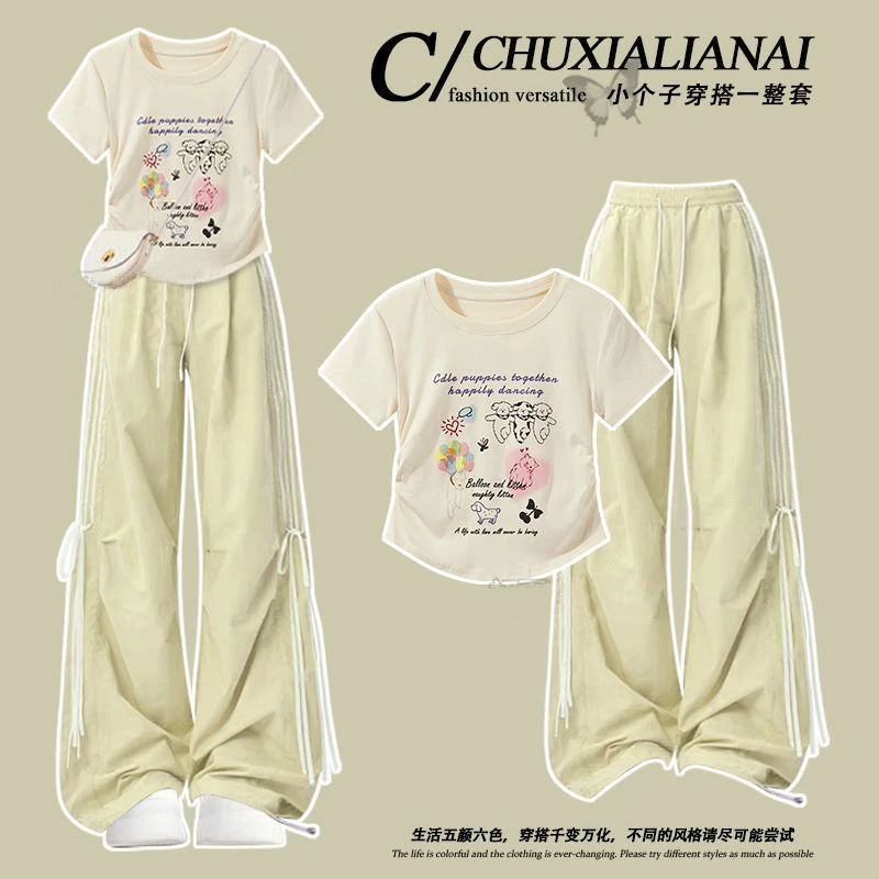 chic韩系上衣短袖2025爆款夏季超好看上衣短款多巴胺圆领短袖t恤