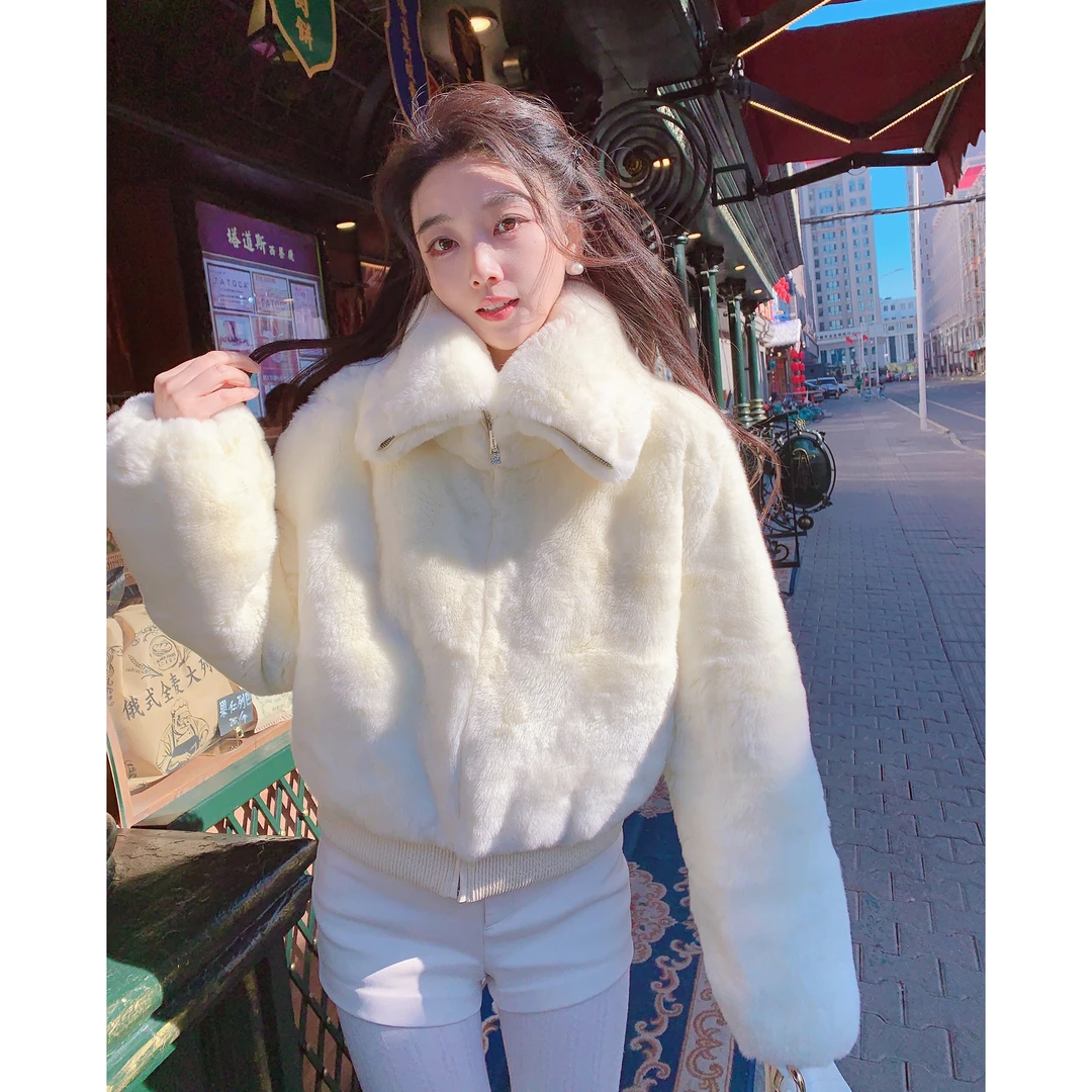 MissLuxury【幸运女神】进口獭兔毛皮草外套女冬新款千金风皮草