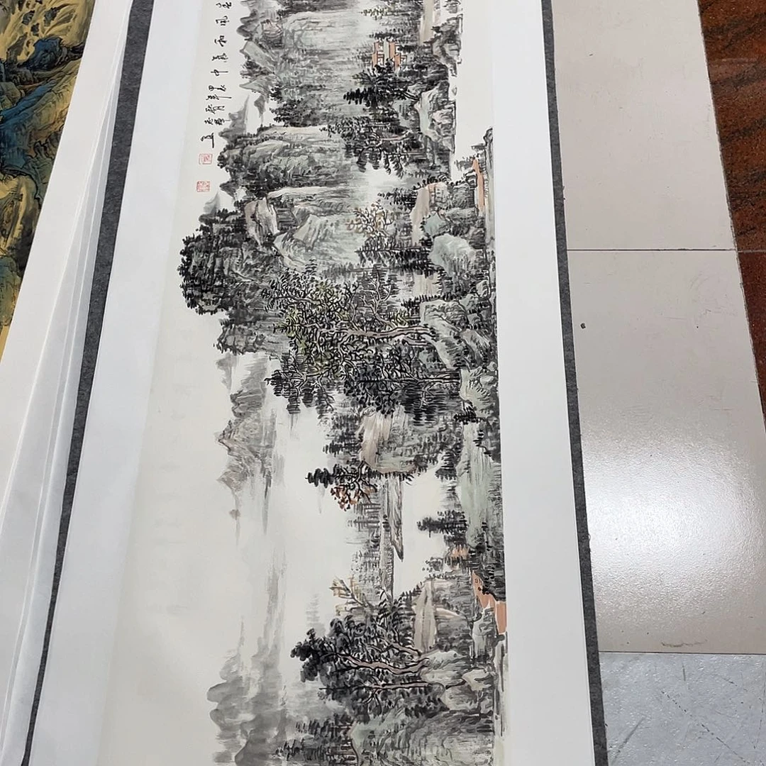 国画上***！六尺对开画芯
