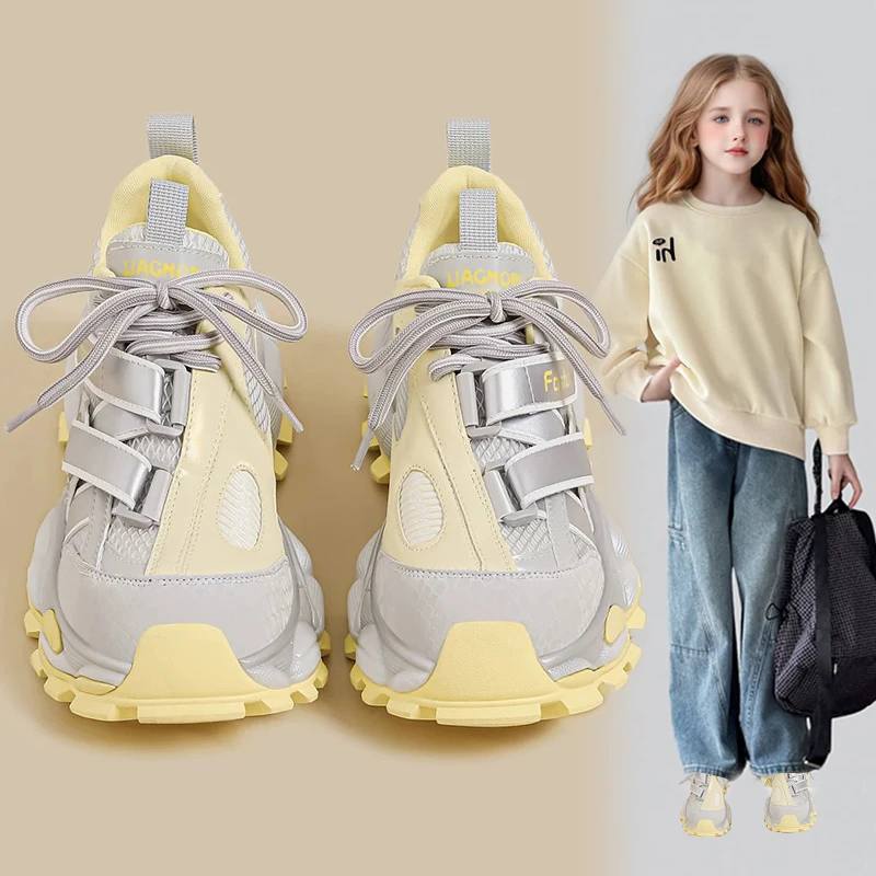 女童运动鞋2025秋冬加绒儿童老爹鞋中大童百搭阿甘休闲鞋轻便防滑
