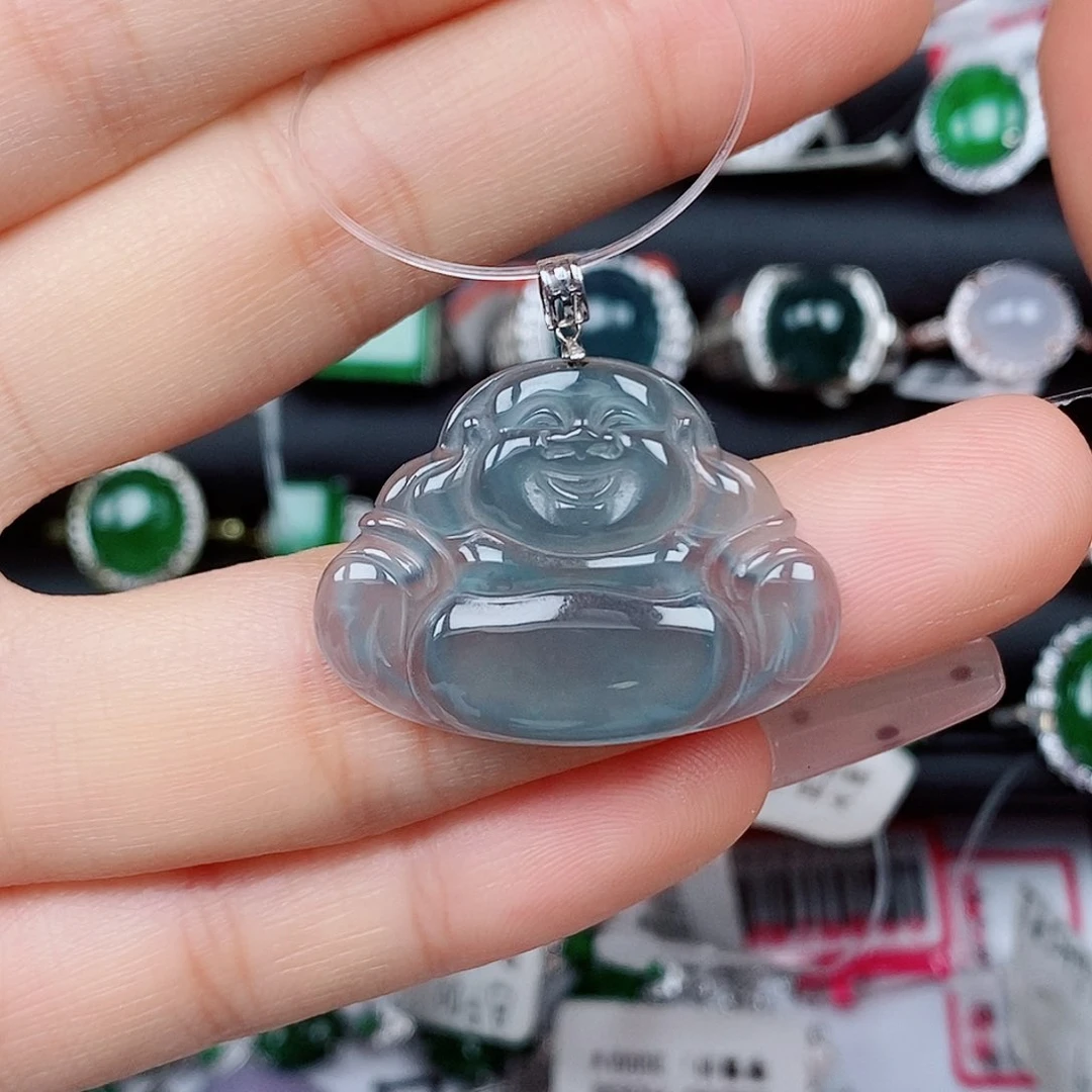 翡翠戒指18K金镶嵌吊坠