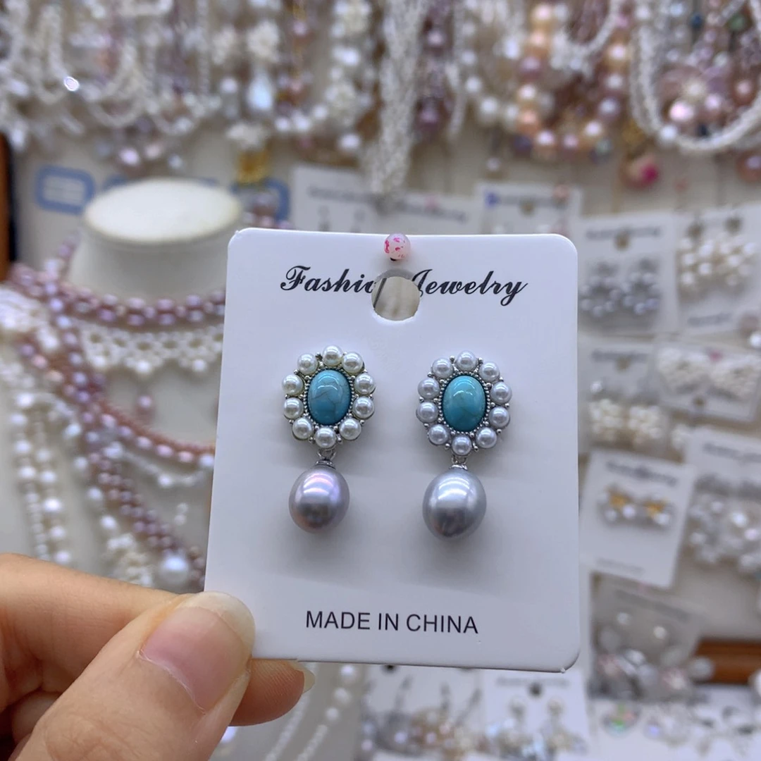 合金淡水珍珠耳饰项链