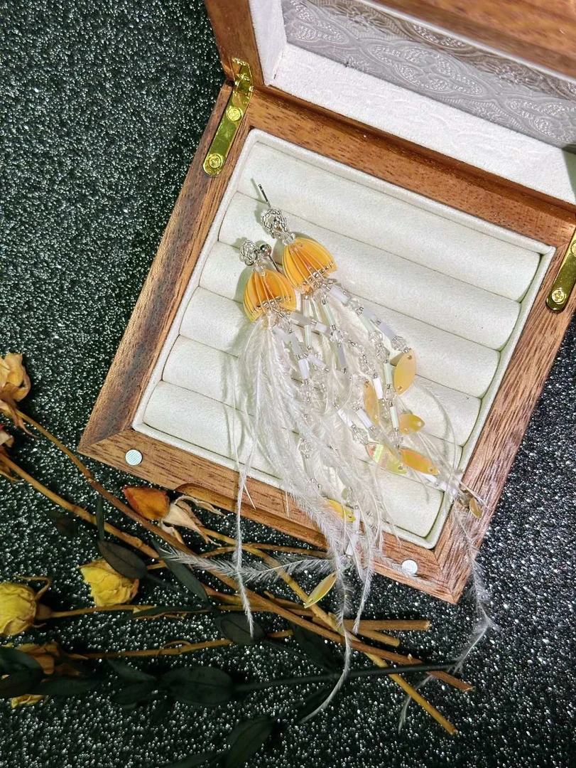 合金羽毛耳饰 暗夜精灵猫头鹰羽毛纯手工制作耳环个性轻奢百搭