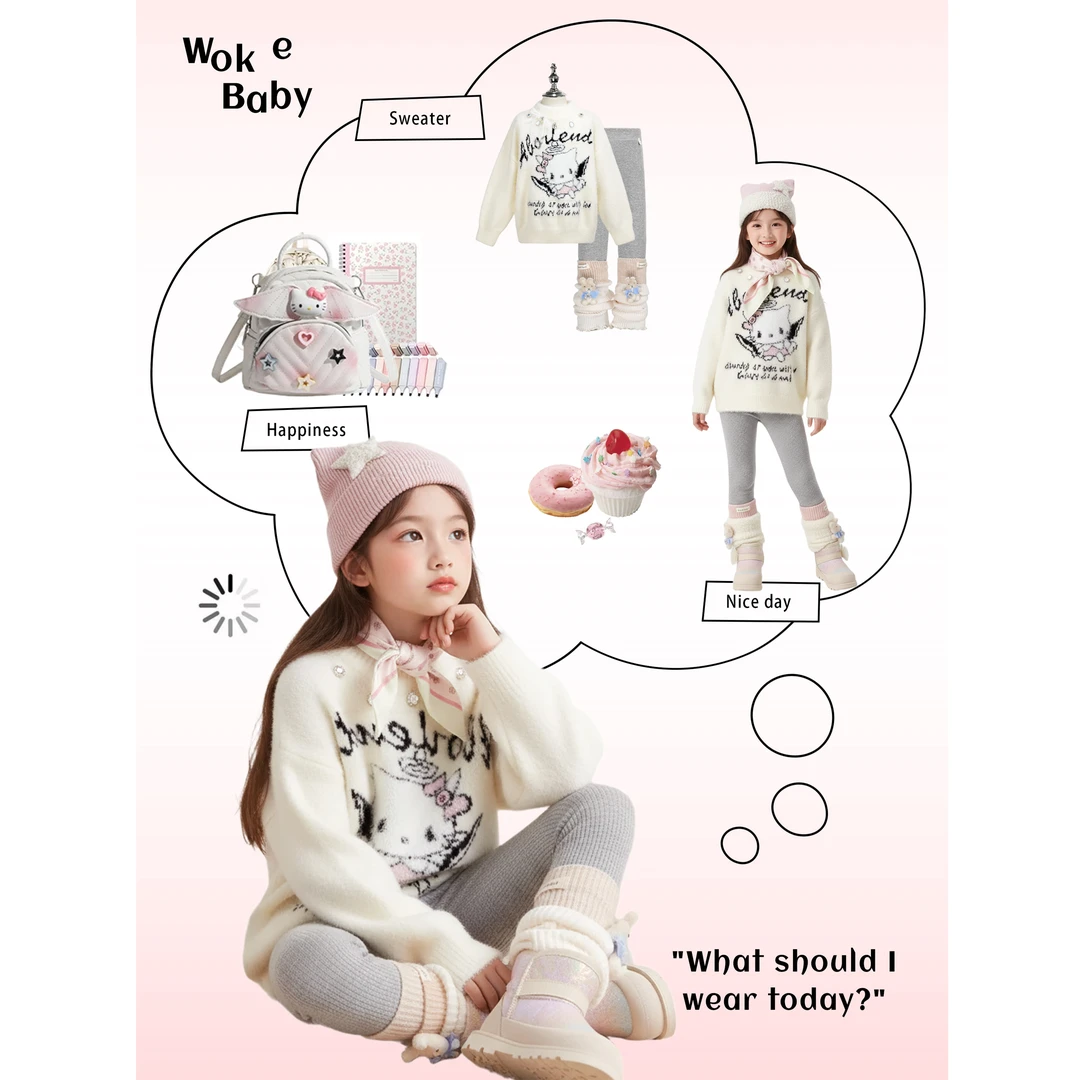【奶香小猫】女童秋冬甜美Kt加厚毛毛针织衫软糯毛衣汉服W5060