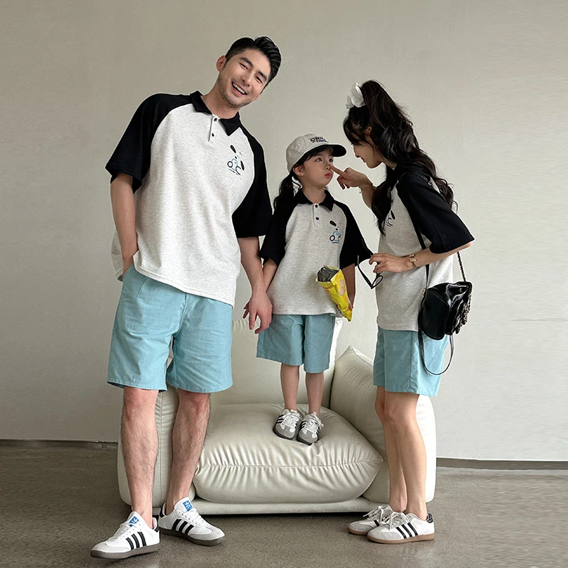 幼儿园亲子装活动母女母子新款韩版polo衫一家三四口家庭装夏季潮