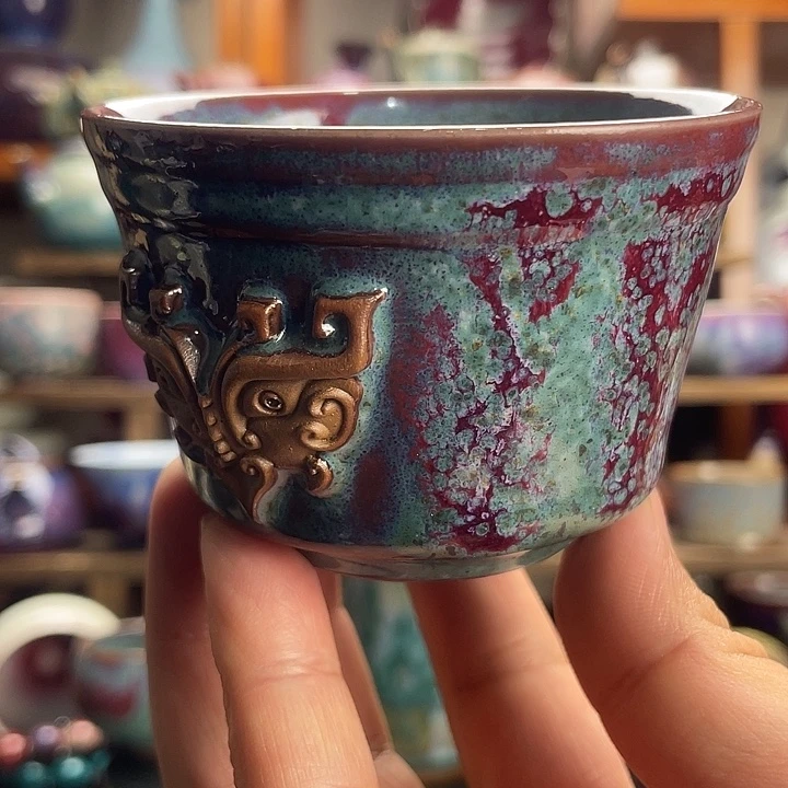 杯子瓷浮雕工艺主人杯