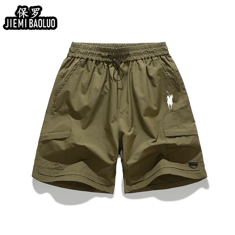 颉弥保罗冰丝工装短裤男士夏季凉感薄款帅气潮牌百搭休闲五分裤子