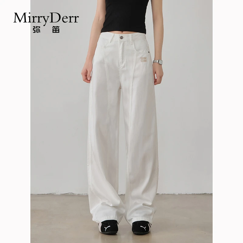 MirryDerr/弥笛时尚高腰天丝牛仔裤女2025夏季新款休闲百搭直筒裤