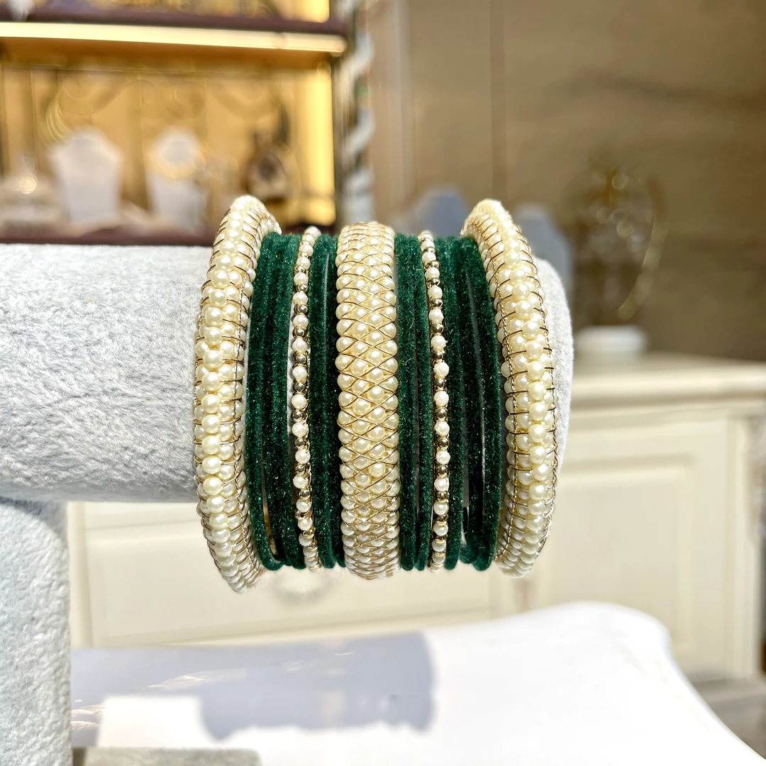 铜合金玻璃手镯 【02748】印度不可开口印巴套镯气质轻奢百搭多层