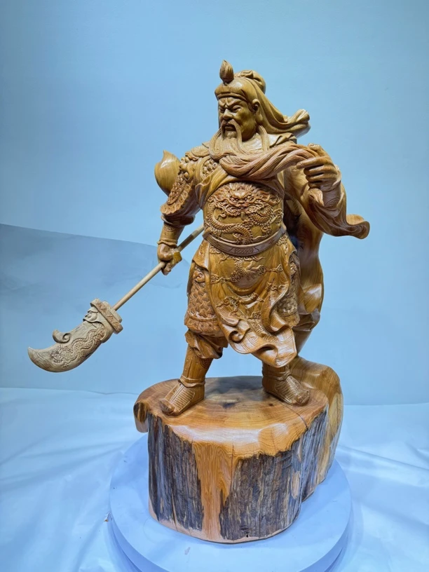 关公木雕摆件太行崖柏红油老料武财神关羽佛像雕刻