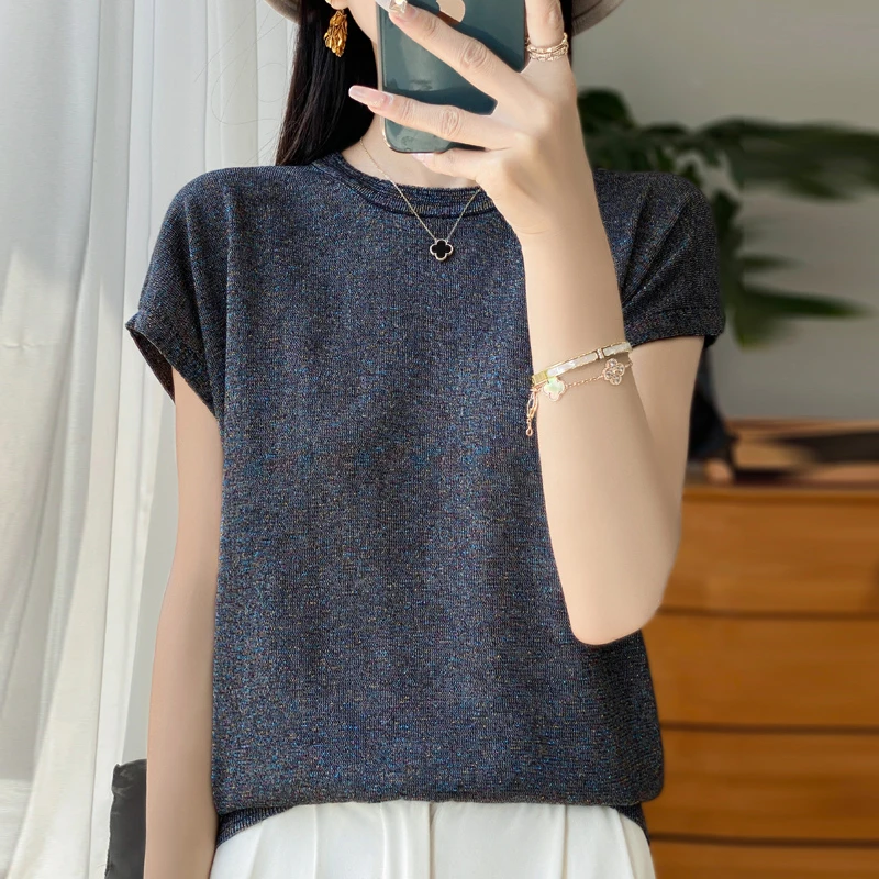 哥弟阿玛施正品夏季短袖T恤女莱赛尔天丝舒适显瘦气质减龄百搭t恤