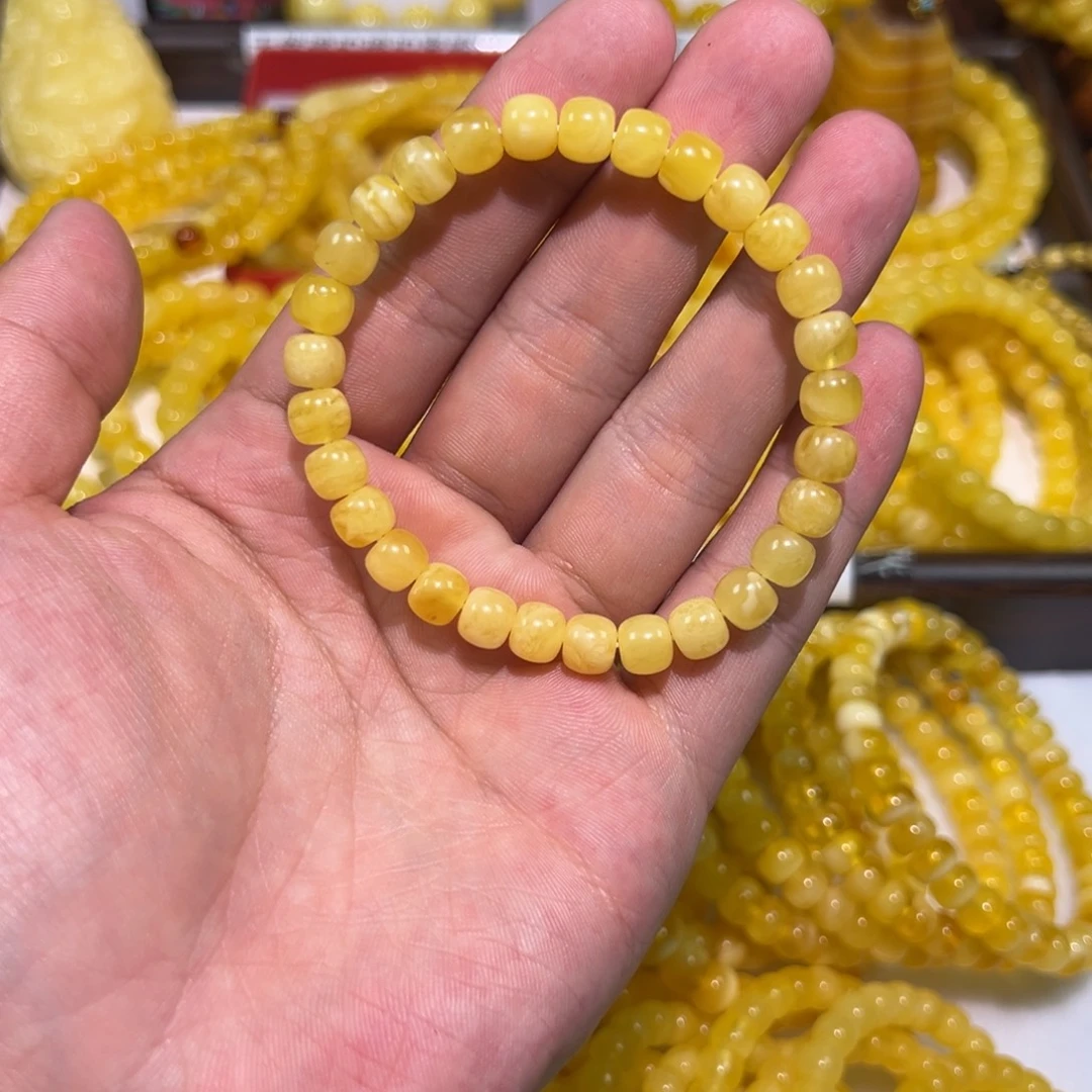 蜜蜡未镶嵌裸石手串 7.5mm