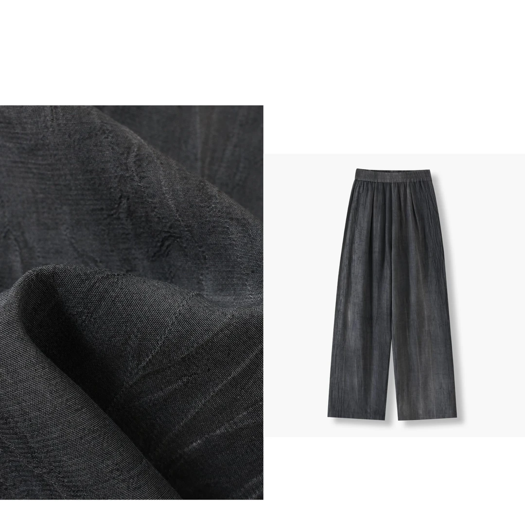 初秋炒色冷洗工艺丝麻手感直筒裤