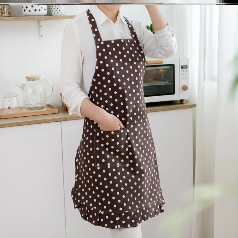 厨房家用2025新款水果小个子短款圆点挂脖围裙防水工作坎肩式高端