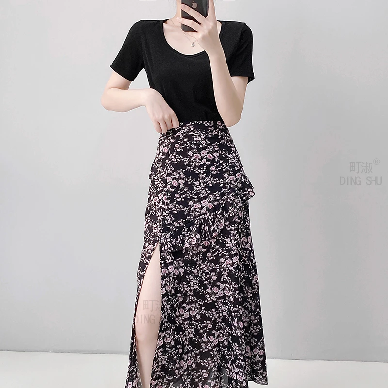 【岛屿玫瑰】2025新款高级感开叉长裙收腰显瘦高腰鱼尾半身裙