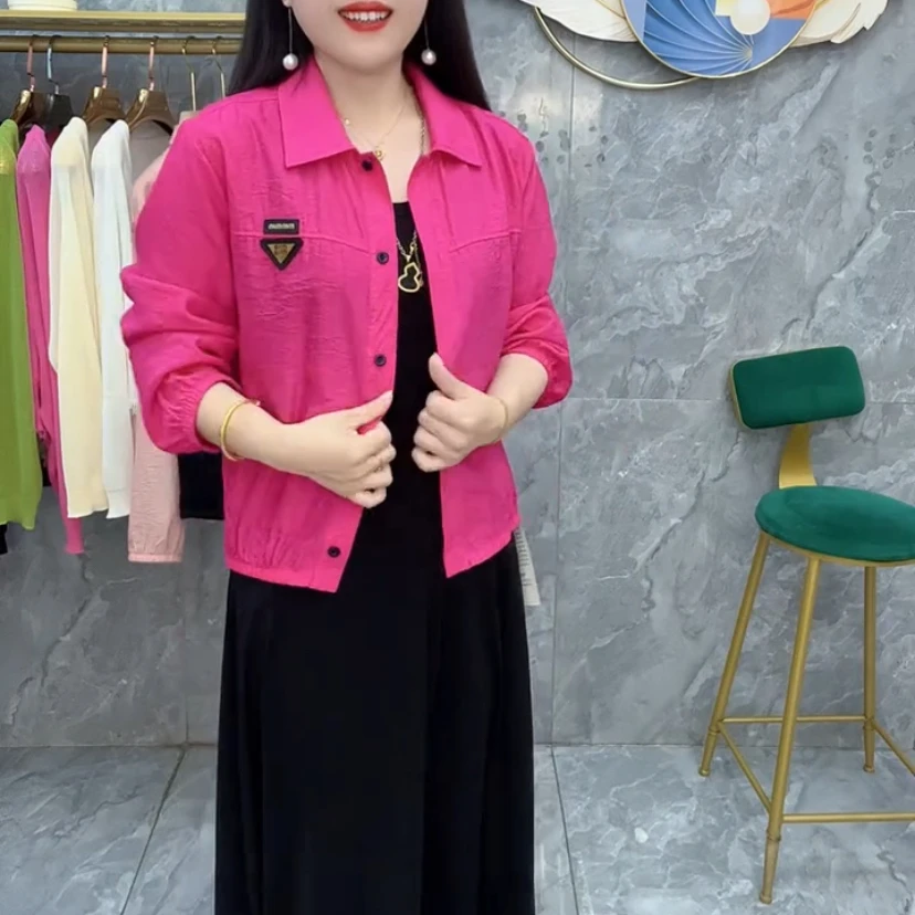 透气长袖秋季薄款女U型领短外套女士百搭牛仔韩版