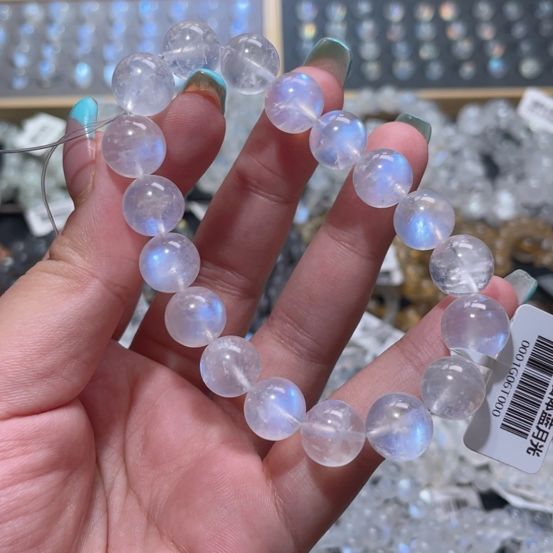 长石未镶嵌手链蓝月光手链11mm