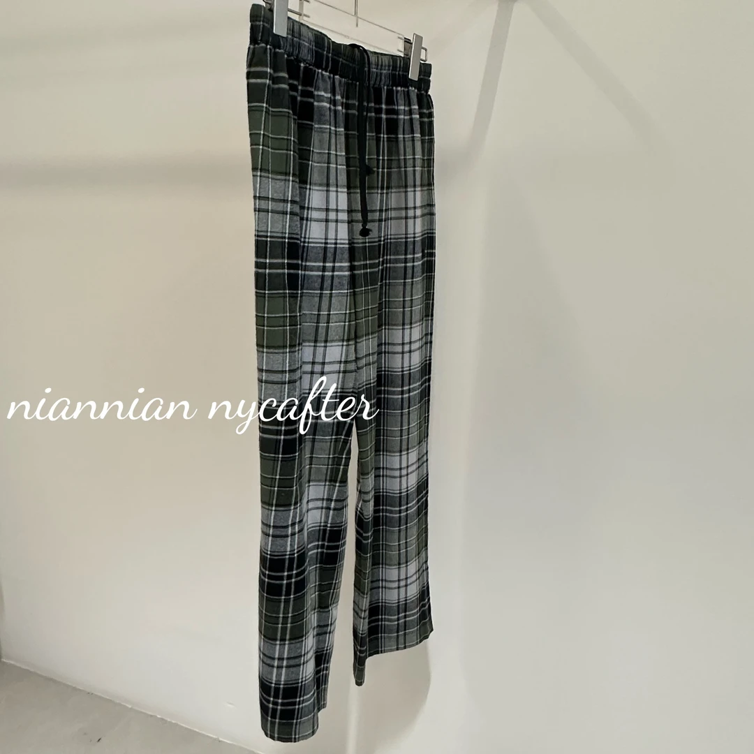 [春夏2025]大幂幂同款格子裤松紧腰格纹休闲裤yy1686
