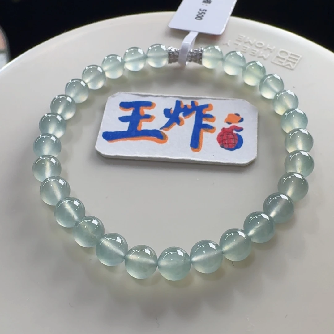 翡翠未镶嵌手链福利款！高冰橄榄绿单圈5.8mm