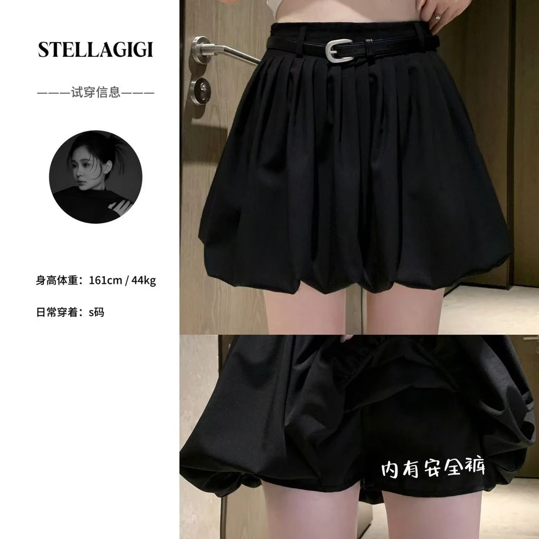 SG / 郭幂幂 SS 日系甜美风 纯色褶皱感花苞短裙Q-20250082