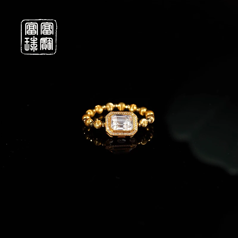 【凝光】富富珠宝 月光石18k金气质戒指（天然珠宝多样性发）