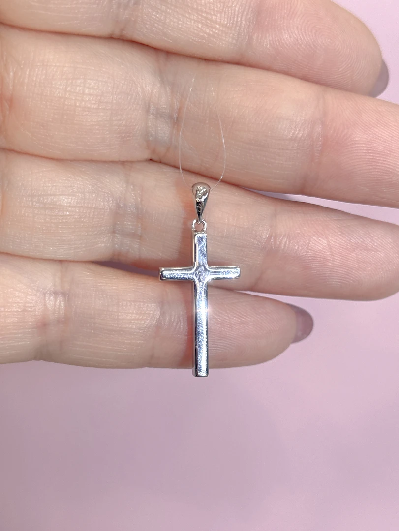 吊坠925银 银925纯银吊坠简约银色十字架素银个性简单光面