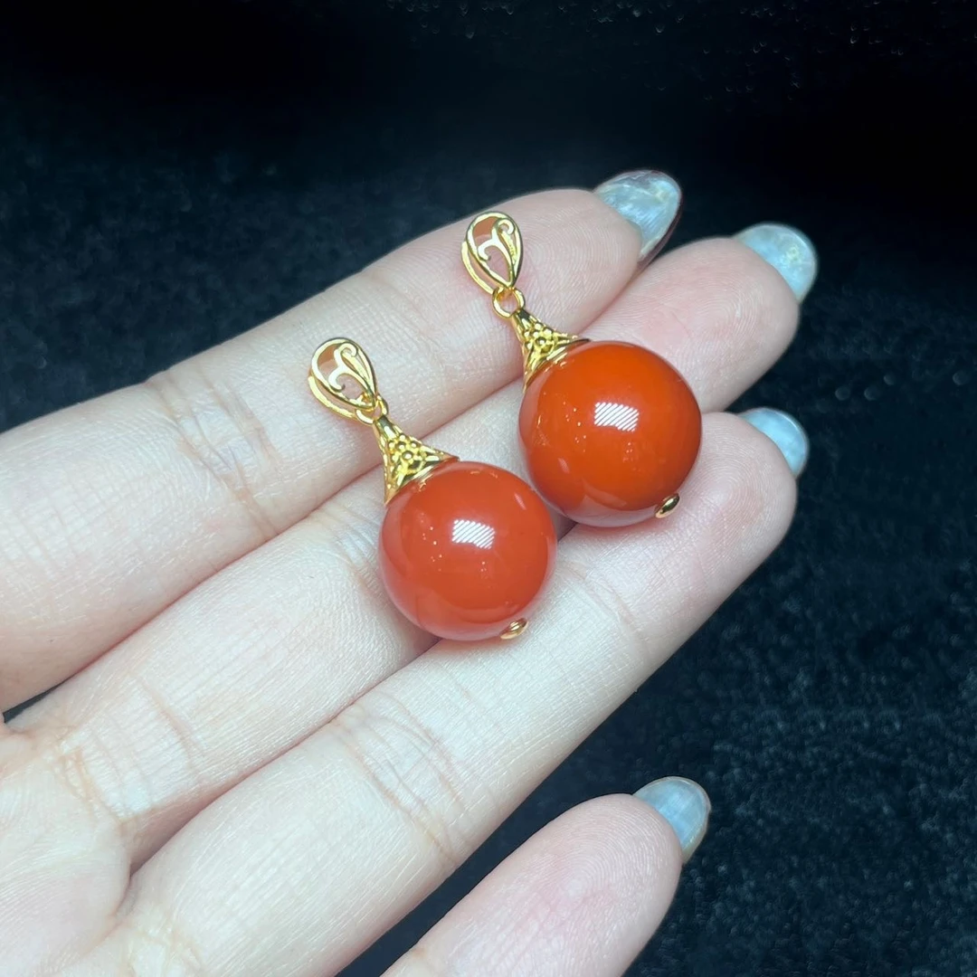 【云上好物】7 DS71144-S925银镶嵌南红吊坠-多样性发其一13mm（JG）