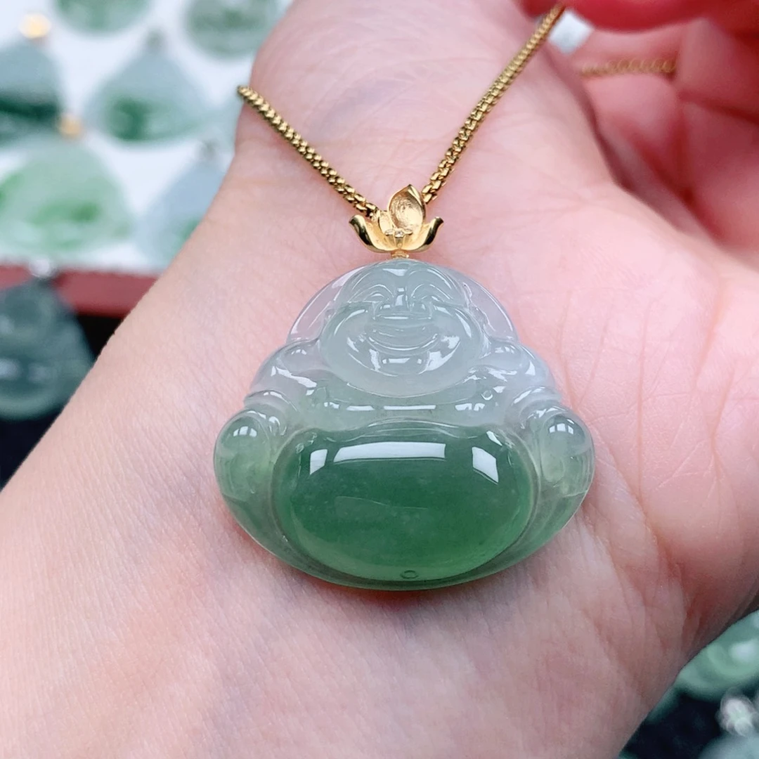 翡翠18K金镶嵌吊坠(不含链)