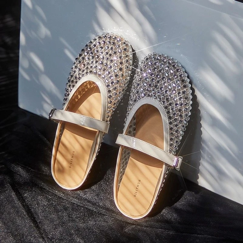 高级感水钻玛丽珍包头半拖鞋女2025新款夏季外穿半托单鞋法式凉拖