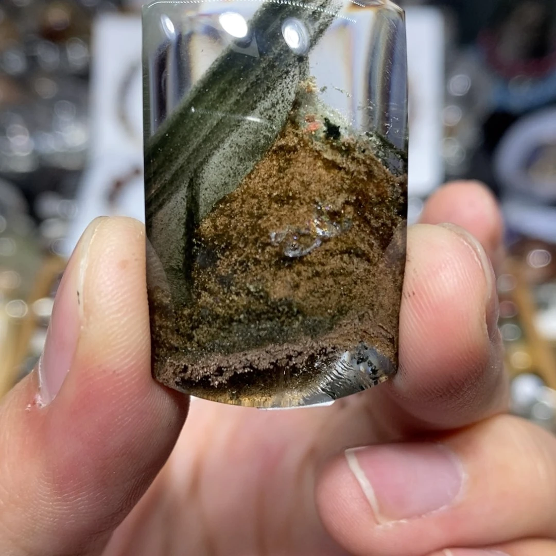 水晶水晶无事牌吊坠打孔18K金镶嵌抖***7