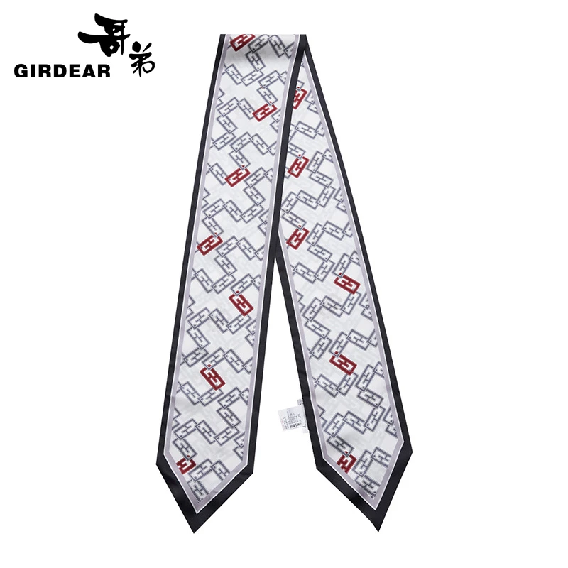 哥弟新款时尚复古通勤百搭宽版桑蚕丝尖角长丝巾穿搭配饰180054