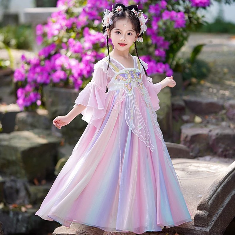 汉服女童春装古装国风2025新款儿童装古风唐装公主裙女孩裙子夏季