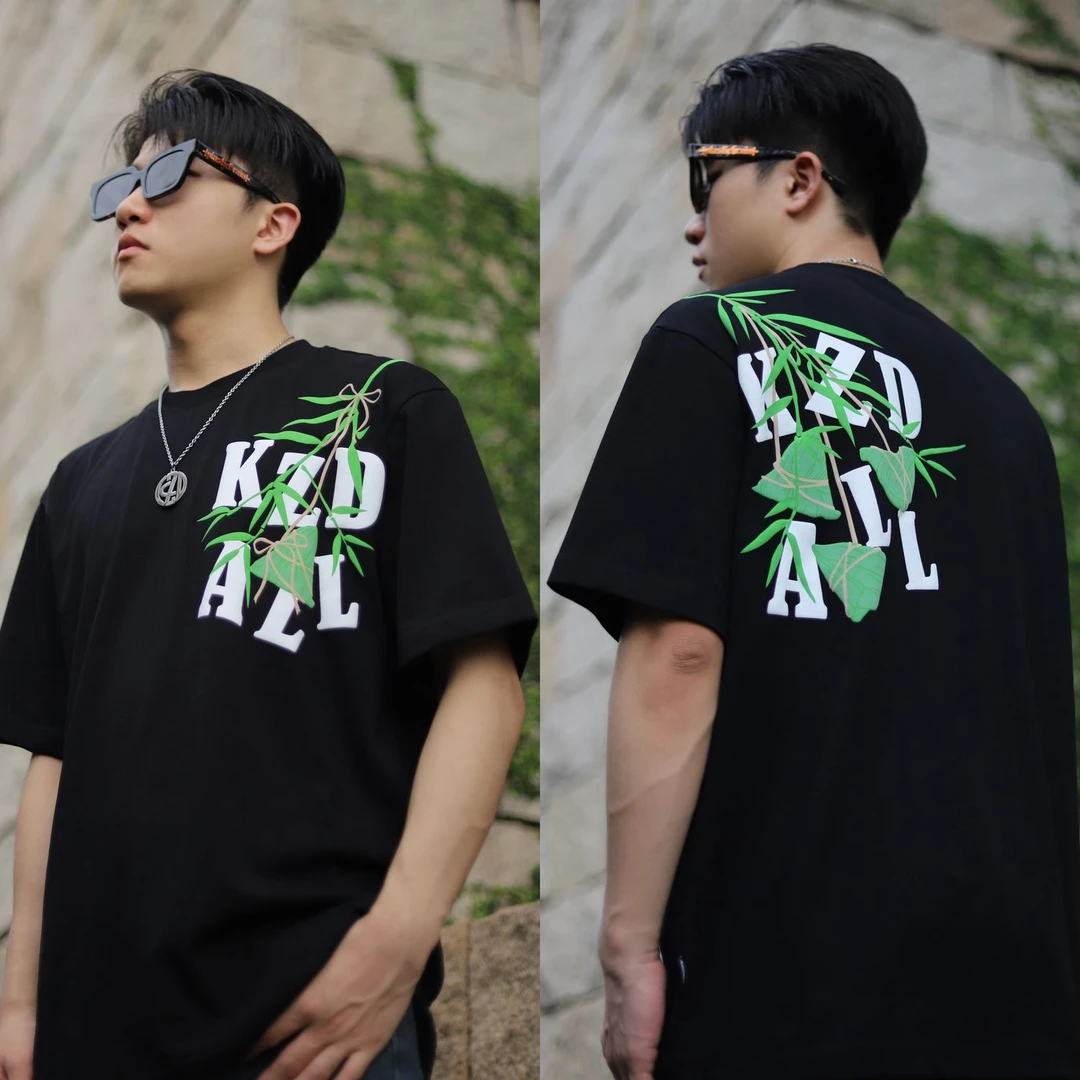 KZDALL原创设计端午限定『粽能好运』发泡印花短袖T恤夏季休闲潮