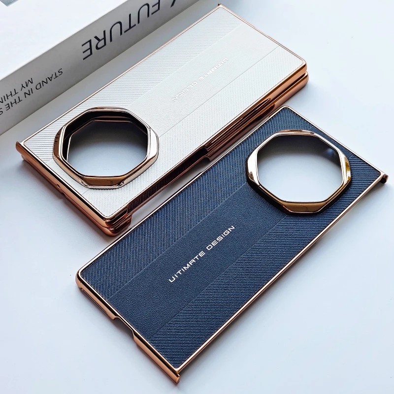 【秒变XTs】适用华为MateXT手机壳高端电镀素皮超薄防摔XTs商务后壳