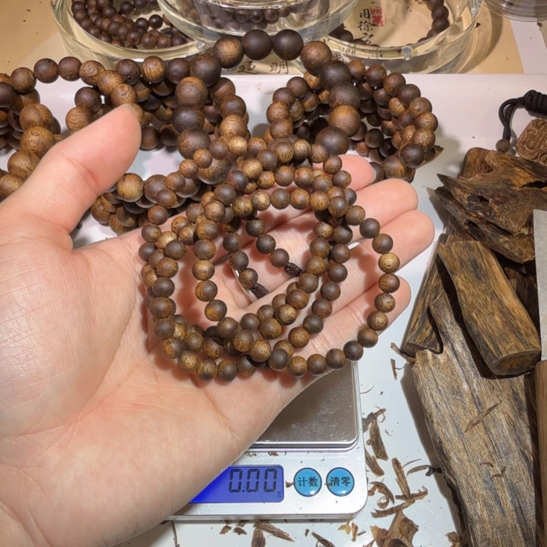 一****手串沉香圆珠多圈0.6